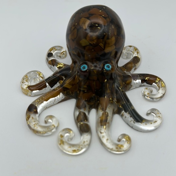 Cute Tiger Eye Chips in Resin Octopus - Picture 1 of 5